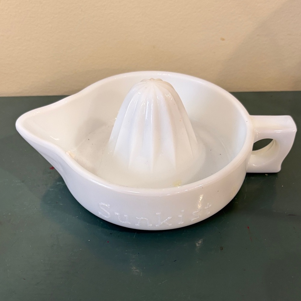 Vintage Sunkist Milk Glass Citrus Juicer